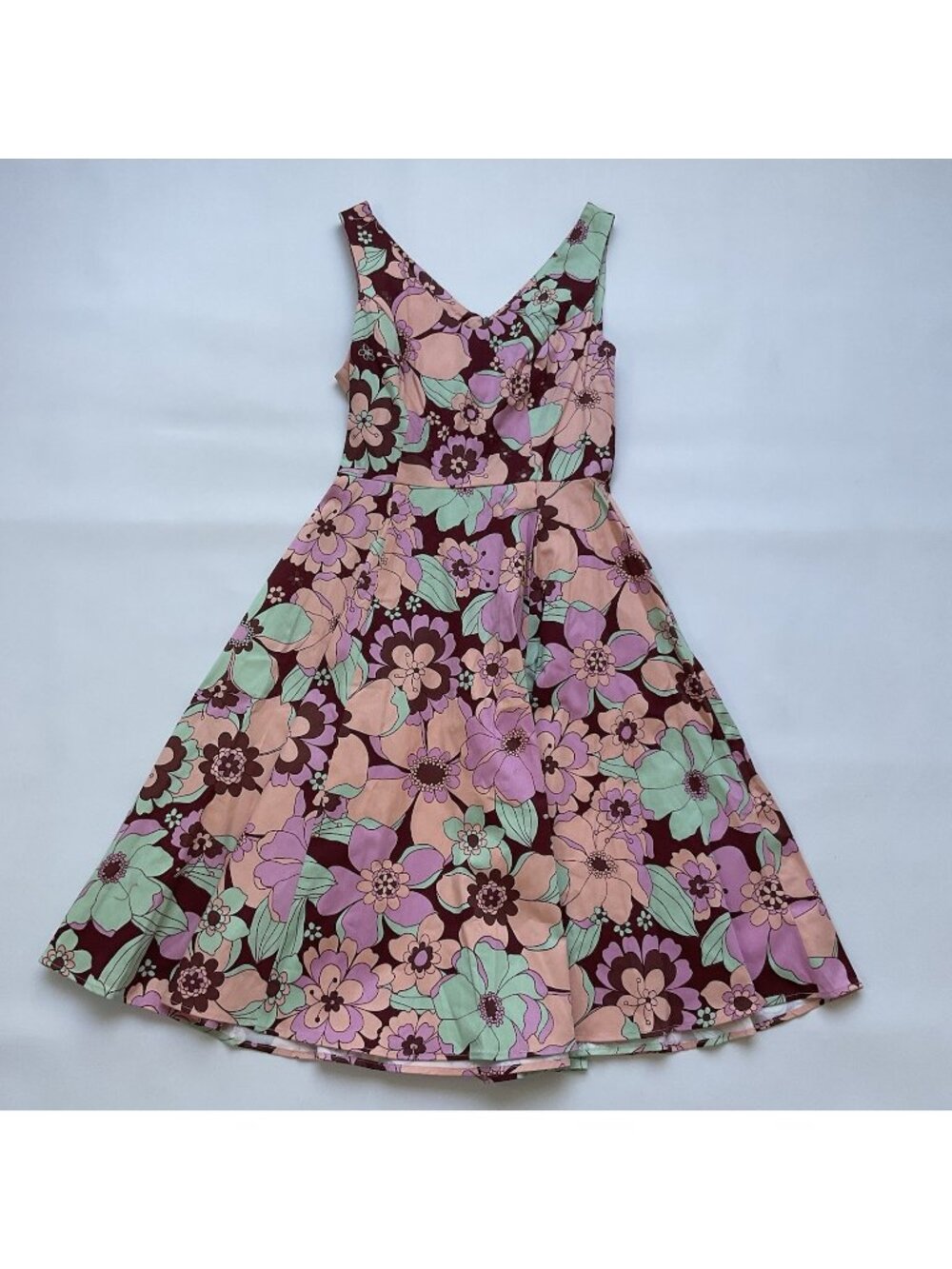 Eva Rose Women’s V-Neck Dress Floral Printed Allover Sleeveless Size S